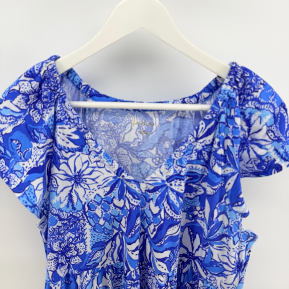 Lilly Pulitzer Kawai Swing Mini Dress in Blue Tang Flocking Fabulous - Picture 3 of 6